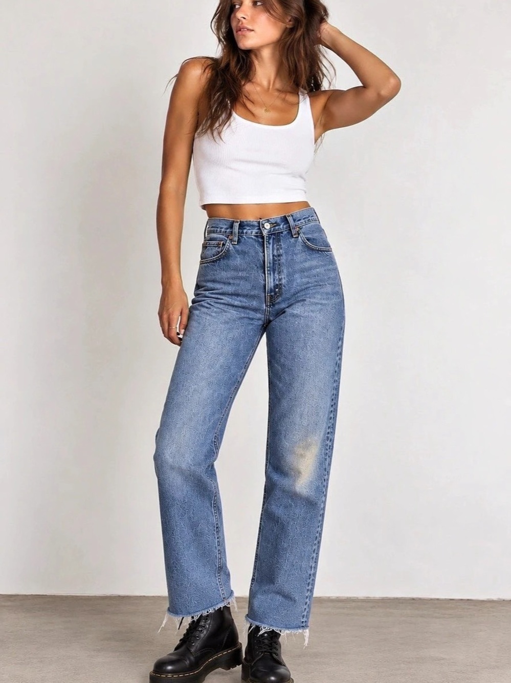 GUESS Vintage 90s High Rise Cropped Straight Leg Jeans Womens 12 Made USA